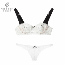 FDBL7103107 Sexy weiße spitze mädchen transparent damen 32 größe weichen demi tasse bh sexy unterwäsche bh und panty set bilder